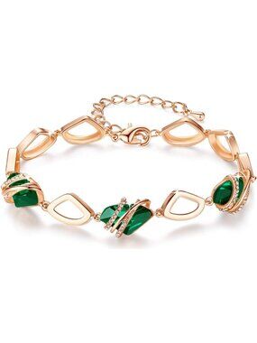 Charming Birthstone Crystal Bracelet for Women - 18K Rose Gold & Silvertone